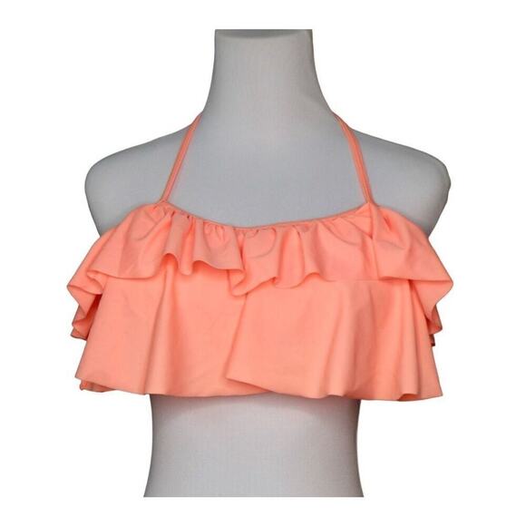 Ruffled‎ Tiered Peach Halter Swim Top Swimwear MEDIUM Cottage Pastels Poolcore - Picture 2 of 8